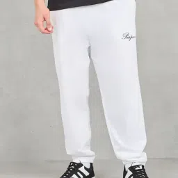 Styli White Cotton Relaxed Fit Printed Joggers-picture-0