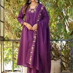 Ekta Textiles Women Paisley Embroidered Regular Thread Work Kurti with Trousers & With Dupatta-picture-15