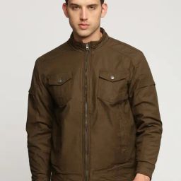 SHOWOFF Brown Cotton Slim Fit Jacket-picture-0