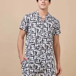 Bushirt Black Regular Fit Printed Co-Ord Set-picture-23