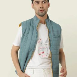 Rare Rabbit Blue Regular Fit Solid Jacket-image-81