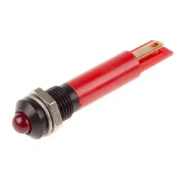 RS PRO Red Panel Mount Indicator 12V DC, Mounting Hole Size 8 mm, Termination Type Solder Tab, Model No 210440-16