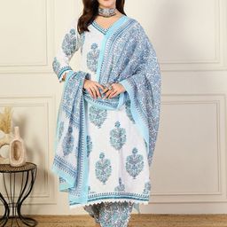 SRILICA Women Floral Printed Regular Kurta with Patiala & With Dupatta Kurta Sets-picture-7