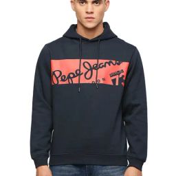 Pepe Jeans Navy Regular Fit Printed Cotton Hooded Sweatshirt-picture-10