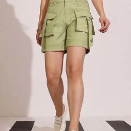 Dolce Crudo Green Flared Fit Shorts-image-81