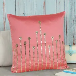 India Circus Pink Silk Coral Cushion Cover-image-41