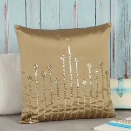India Circus Beige Silk Cushion Cover-image-84