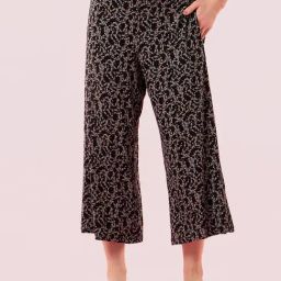 Enamor Black Printed Casual Trousers-image-93