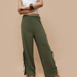 Ginger By Lifestyle Olive Regular Fit Trousers-picture-20