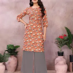 Rangita Rust Regular Fit Printed Kurta-picture-0