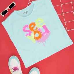 Pantaloons Junior Aurora Blue Cotton Embellished Top-image-67