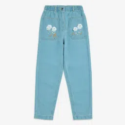 HOP Kids by Westside Light Blue Floral Design High-Rise Jeans-image-101