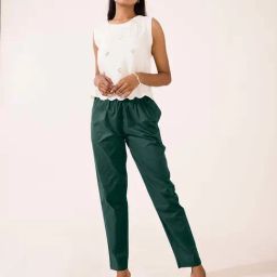 Go Colors! Green Cotton Mid Rise Pants-picture-0