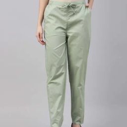 Go Colors! Green Cotton Mid Rise Pants-image-57