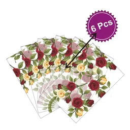 LooMantha Beige and Transparent 6 Pieces Floral Printed Table Placemats-14