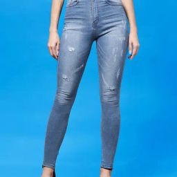 Miss Chase Blue Distressed High Rise Stretchable Jeans-picture-27