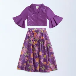 Utsa Kids by Westside Purple Floral Pattern Ethnic Set-picture-48
