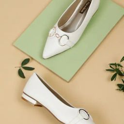 Flat N Heels Women's White Casual Pumps-picture-39