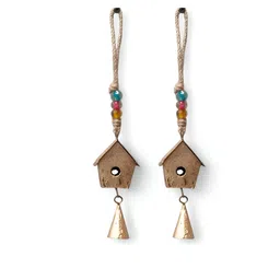 DULI 2Pcs Beige & Blue 2 Pieces Textured Metal Hanging Windchimes-picture-14