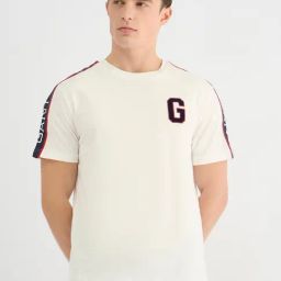 Gant Mens White Round Neck Short Sleeve Brand Logo T-Shirt-picture-1