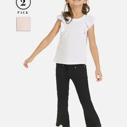 Juniors by Babyshop Women Pack Of 2 Flutter Sleeve Cotton Top-image-56