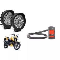 Cartronics 9 Round Cap LED Fog Light With On/Off Switch for TVS Apache RTR 200 4 V (Set of 2 Pcs)-24