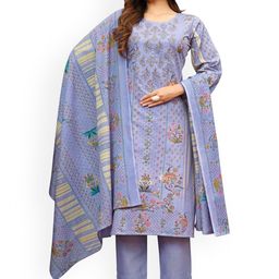 DRAVINAM Trends Embroidered Pure Cotton Unstitched Dress Material-picture-11