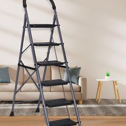 Parasnath Grey & Black 6-Step Foldable Portable & Anti-Slip StepLadder-51