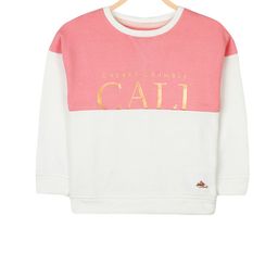 Cherry Crumble Girls White & Pink Colourblocked Sweatshirt-image-22