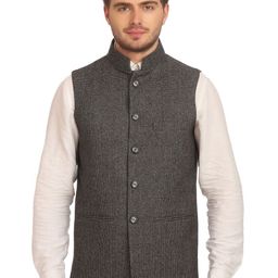 Wintage Black & Off-White Nehru Jacket-picture-31