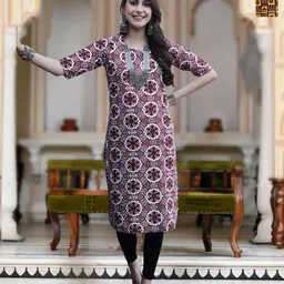 Moda Rapido Selection Of 2 Floral Printed Round Neck Straight Kurtas-image-76