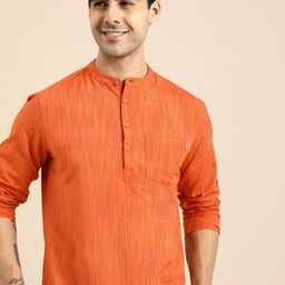 Anouk Men Orange Striped Kurta-19