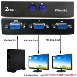 Meshiv 2 in 1 out 2 Port VGA Switch with Press Button Two Way VGA Video Switch for PC TV Monitor (Black) image 3