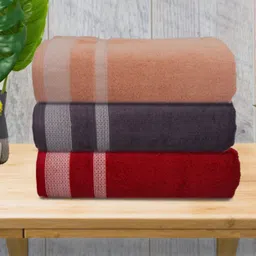 Aura Grey & Red 3 Striped Cotton 400 GSM Bath Towel-image-61