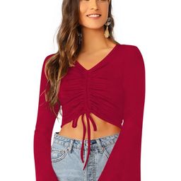 DHRUVIL IMPEX Batwing Sleeves Regular Crop Top-image-92