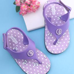 Babyoye Flip Flops with Velcro Closure Bow Print - Purple-picture-18