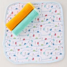 OHMS Terry Knit Hand & Face Towels Car Print Pack of 3 L 41 x B 41 cm - Multicolour-image-69