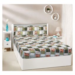 Kuber Industries Double Bedsheet with 2 Pillow Covers144 TC Glace Cotton Flower Check Print Bedsheet For Living RoomBedroom90x100 InchGreen-picture-42