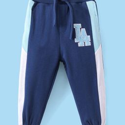 Babyhug Cotton Looper Full Length Lounge and Track Pant Text Print - Navy Blue-image-95