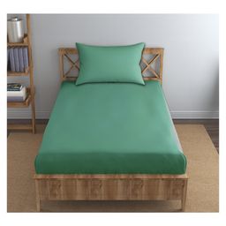 Trance Home Linen Premium Soft Cotton Single Flat Bedsheet with 1 Pillow Cover - Aqua Green-picture-44