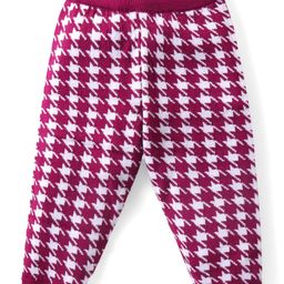 Babyhug Full Length Fleece and Woolen Lounge Pant Abstract Design - Wine-image-9
