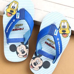 Cute Walk by Babyhug Flip Flops with Back Strap Closure Mickey Mouse Print - Blue-picture-4