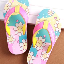 Cute Walk by Babyhug Slip on Flip Flops with Floral Print - Pink-picture-27