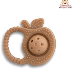 Infantso Rattle Silicone Teether | BPA-Free Teether, Teething Relief, Baby Teether Silicone, Teething Toy, Sensory Toy, Gum Massager for 4+ months | Teether for baby - Brown (Pack of 1)-24