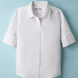 Kookie Kids Woven Full Sleeves Solid Party Shirt - White-image-45