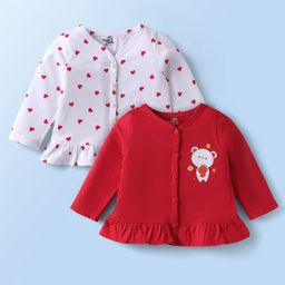 Doodle Poodle 100% Cotton Single Jersey Knit Full Sleeves Front Open Jhablas With Animal Print Pack Of 2 - Red-image-32