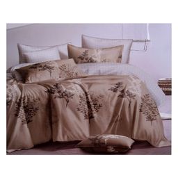 BhaiJi Bedsheets 220 TC Glace Cotton Bed Sheet XXXL King Size 10 Feet Bedsheet 107x120 Inch Without Joints With 2 Pillow covers - Brown Tree-image-4