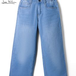arias by lara dutta Arias Cotton Elastane Woven Full Length Straight Fit Solid Color Jeans - Blue-picture-7