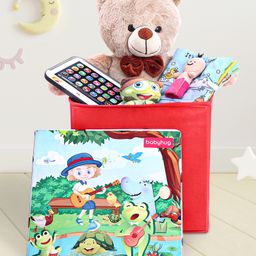 Babyhug  Foldable Storage Box With Lid Music Theme  - Red image 2
