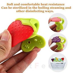 BitFeex silicone food fruit nibbler with extra mesh soft pacifier feeder teether for 6-12 months infant baby elegant bpa free-pack of 2pcs-Color may vary image 2